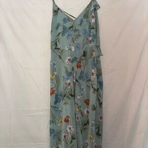 Astr Floral Backless Dress - Green and Blue